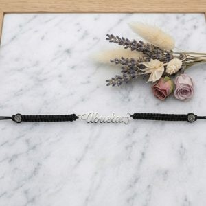 Pulsera Macramé con Corazones Calados en Plata - Imagen 2